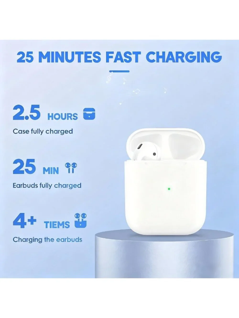 Replacement Charging Case for AirPods 2nd Gen - Bluetooth Sync, Portable